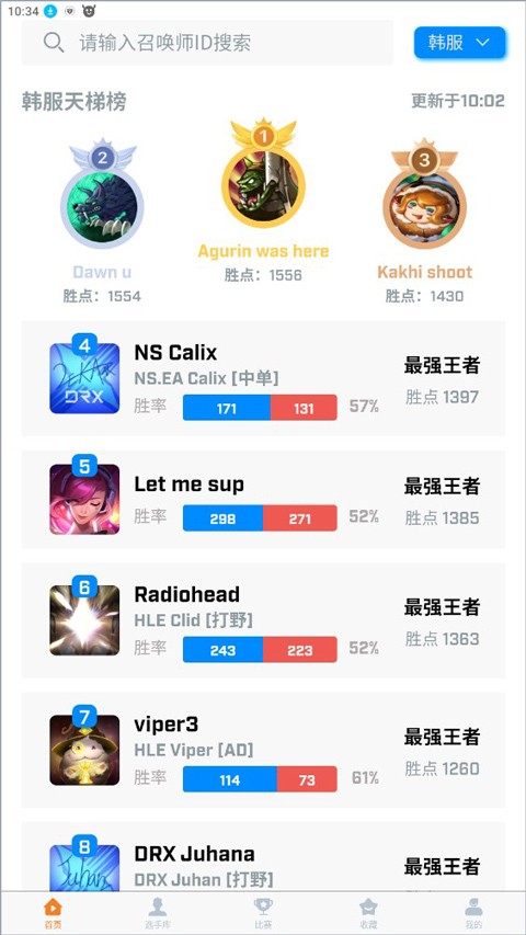LOL中韩排行