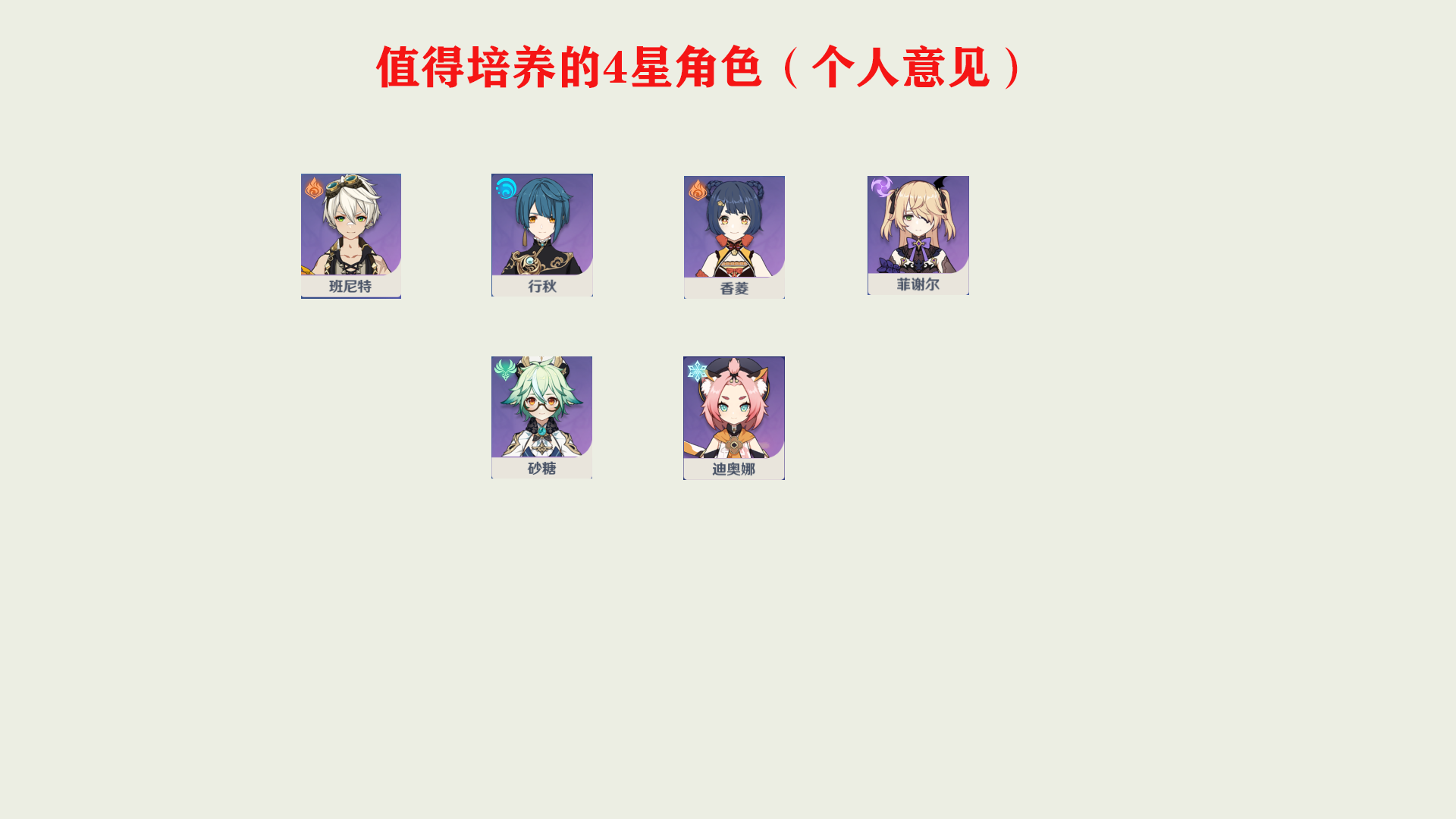 原神强力四星角色推荐