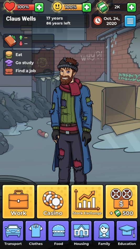 Vida de Mendigo Simulator de Neg cios Magnata(流浪汉人生)解锁完整版 1.8安卓版
