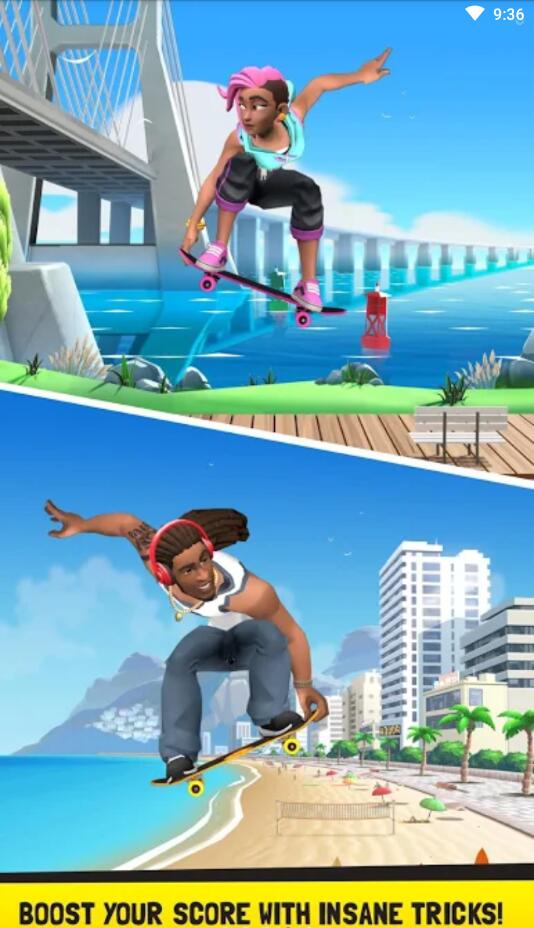 Flip Skater(滑板运动员解锁全部地图角色滑板动作版) 1.93安卓版