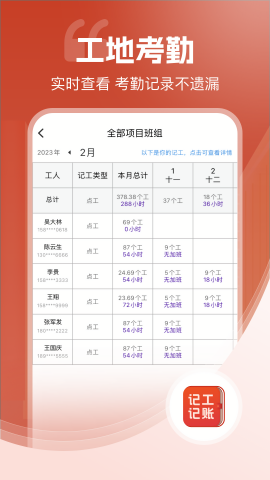 建筑工地记工记账app